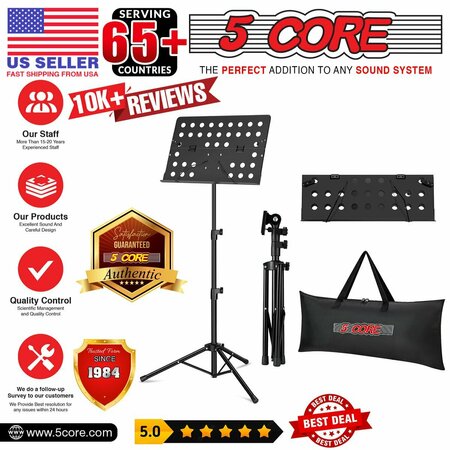 5 Core 5 Core Sheet Music Stand - Heavy Duty Portable Foldable Music Note Holder - Height Adjustable Tripod MUS FLD HD